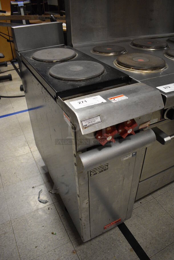 Vulcan Hart Model VEX3 Stainless Steel Commercial Floor Style Electric Powered 2 Burner Hot Plate Range. 480 Volts, 3 Phase. 12x38.5x42. (Clearview Elementary - Gym) - Image 2 of 7