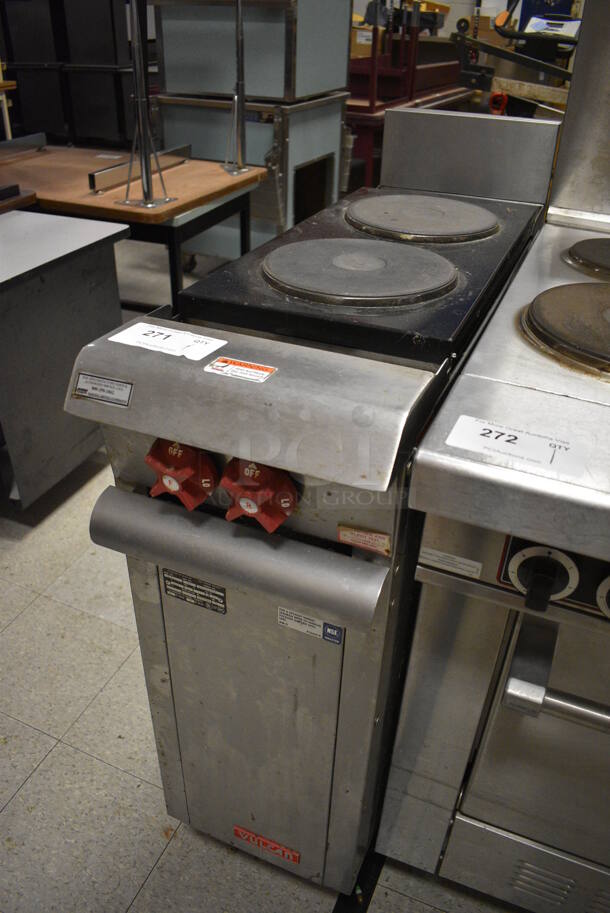 Vulcan Hart Model VEX3 Stainless Steel Commercial Floor Style Electric Powered 2 Burner Hot Plate Range. 480 Volts, 3 Phase. 12x38.5x42. (Clearview Elementary - Gym) - Image 3 of 7