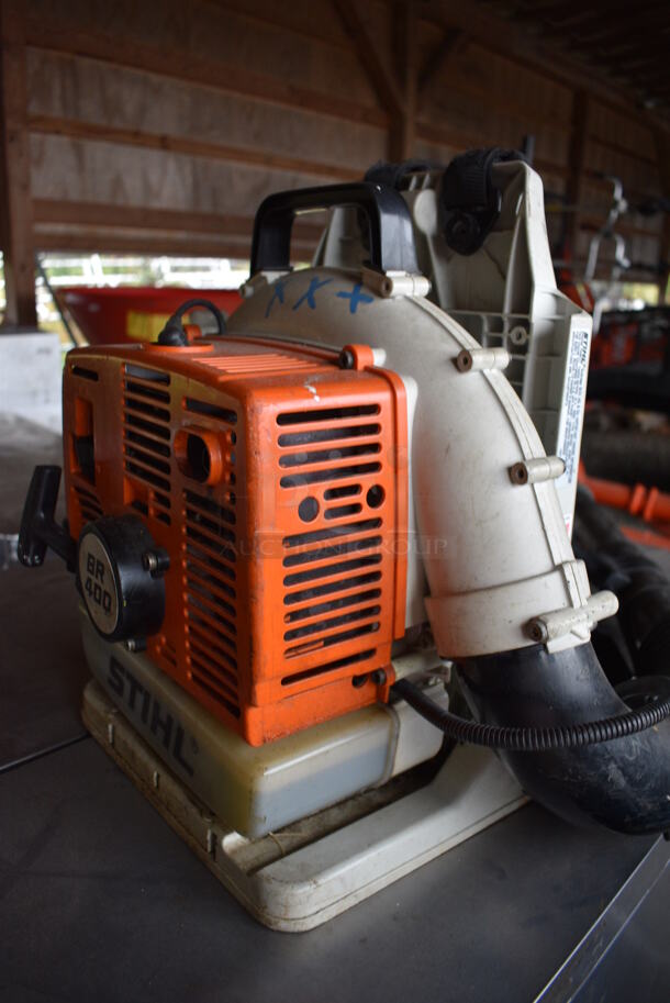 Stihl Model BR400 Gas Powered Backpack Leaf Blower. BUYER MUST REMOVE. 16x61x18. (stadium) - Image 8 of 9