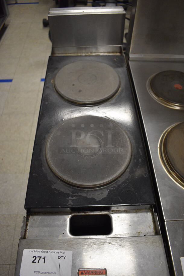 Vulcan Hart Model VEX3 Stainless Steel Commercial Floor Style Electric Powered 2 Burner Hot Plate Range. 480 Volts, 3 Phase. 12x38.5x42. (Clearview Elementary - Gym) - Image 4 of 7