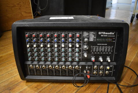 GTDaudio Model BM-9200 Powered Mixer. 17.5x10x9.5. (Clearview Elementary - Stage)