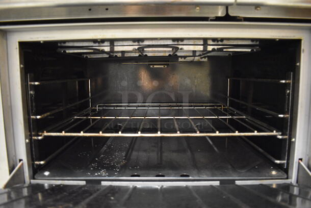 Garland Model SS686 Stainless Steel Commercial Electric Powered 6 Burner Hot Plate Range w/ Oven, Over Shelf and Back Splash. 240 Volts. 36x34.5x59. (Clearview Elementary - Gym) - Image 5 of 9