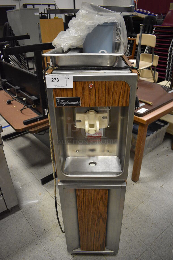Taylormate Model 250-12 Metal Commercial Floor Style Air Cooled Single Flavor Soft Serve Ice Cream Machine on Commercial Casters. 115 Volts, 1 Phase. 14x24x51.5. (Clearview Elementary - Gym)