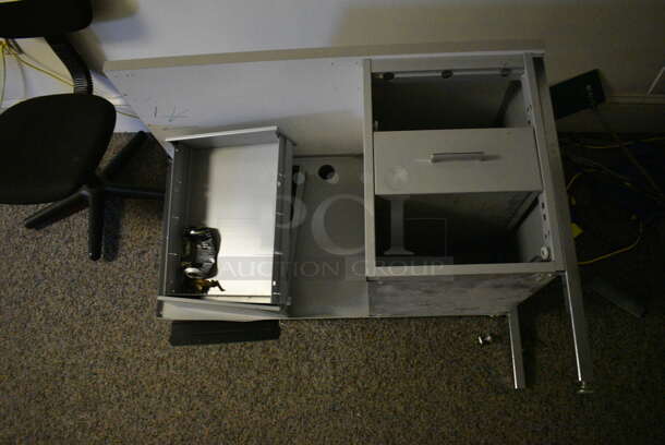 ALL ONE MONEY! Lot of Black Office Chair and Gray Desk. BUYER MUST REMOVE. Includes 17x20x28, 40x24x30. (Clearview Elementary - Upstairs Hallway) - Image 2 of 4