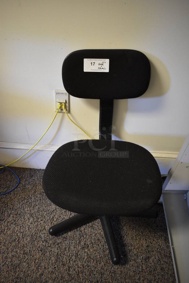ALL ONE MONEY! Lot of Black Office Chair and Gray Desk. BUYER MUST REMOVE. Includes 17x20x28, 40x24x30. (Clearview Elementary - Upstairs Hallway) - Image 3 of 4