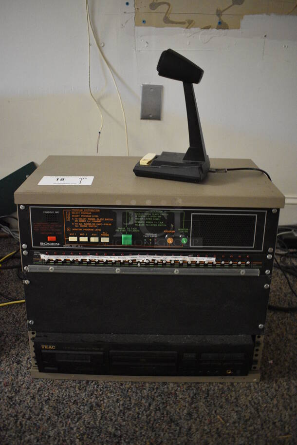 TEAC Model CD-P1120 Compact Disc Player and Microphone. 19x13x16. (Clearview Elementary - Upstairs Hallway)