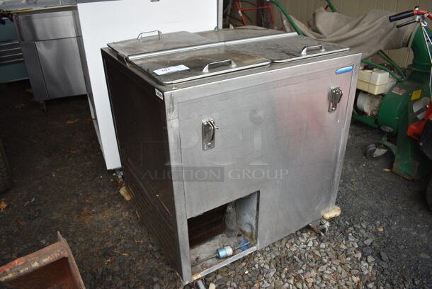 Shelleymatic Stainless Steel Commercial 2 Well Tray Return on Commercial Casters. BUYER MUST REMOVE. 32.5x28x37 - Image 4 of 9