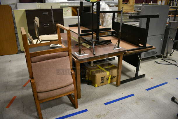 ALL ONE MONEY! Lot of Various Items Including Metal Cart, Chairs and Tables. BUYER MUST REMOVE. Includes 24x18x26. (Clearview Elementary - Gym) - Image 4 of 7