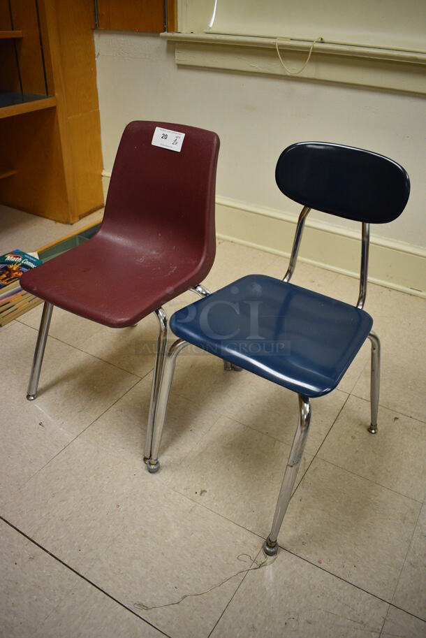 2 Various Chairs; Maroon and Blue. BUYER MUST REMOVE. 19x20x30, 16x19x31. 2 Times Your Bid! (Clearview Elementary - Room 11) - Image 3 of 3