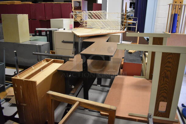 ALL ONE MONEY! Lot of Various Items Including Chairs, Desks, Tables, Filing Cabinets. Does Not Include Fitness Equipment. BUYER MUST REMOVE. Includes 72x24x26.5. (Clearview Elementary - Gym) - Image 7 of 10