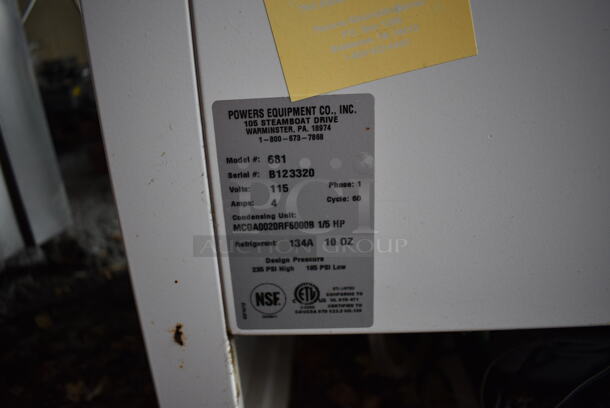 Powers Model 681 Stainless Steel Commercial Milk Cooler on Commercial Casters. BUYER MUST REMOVE. 115 Volts, 1 Phase. 33x31x43. (stadium) - Image 8 of 9