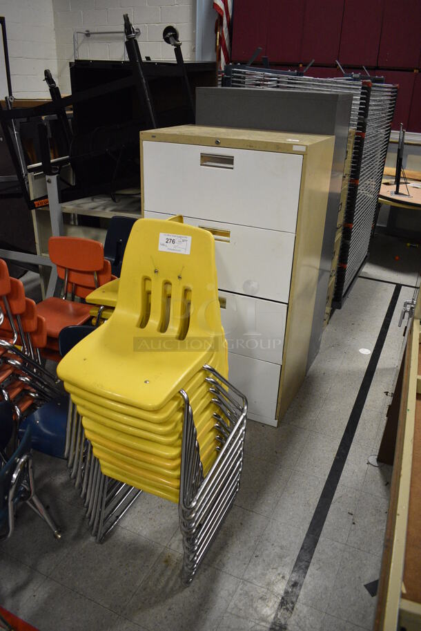 ALL ONE MONEY! Lot of Various Items Including Chairs, Desks, Tables, Filing Cabinets, Art Drying Racks. Does Not Include Fitness Equipment and Round Tables. BUYER MUST REMOVE. Includes 14x17.5x26.5. (Clearview Elementary - Gym) - Image 2 of 9