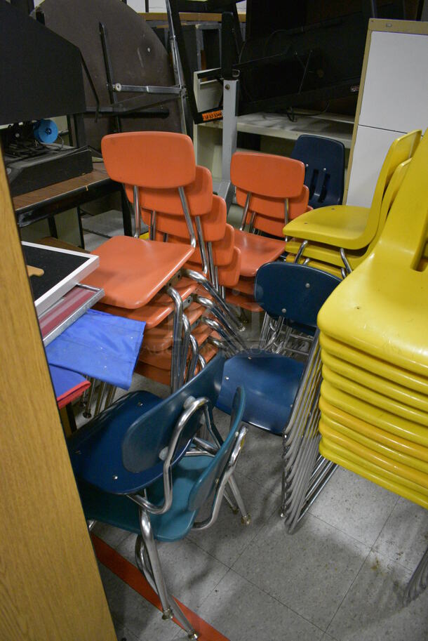 ALL ONE MONEY! Lot of Various Items Including Chairs, Desks, Tables, Filing Cabinets, Art Drying Racks. Does Not Include Fitness Equipment and Round Tables. BUYER MUST REMOVE. Includes 14x17.5x26.5. (Clearview Elementary - Gym) - Image 3 of 9