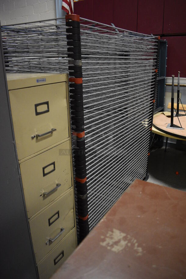 ALL ONE MONEY! Lot of Various Items Including Chairs, Desks, Tables, Filing Cabinets, Art Drying Racks. Does Not Include Fitness Equipment and Round Tables. BUYER MUST REMOVE. Includes 14x17.5x26.5. (Clearview Elementary - Gym) - Image 4 of 9