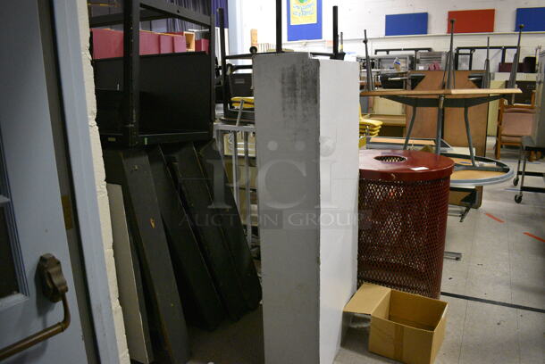 ALL ONE MONEY! Lot of Various Items Including Chairs, Desks, Tables, Filing Cabinets, Art Drying Racks. Does Not Include Fitness Equipment and Round Tables. BUYER MUST REMOVE. Includes 14x17.5x26.5. (Clearview Elementary - Gym) - Image 6 of 9