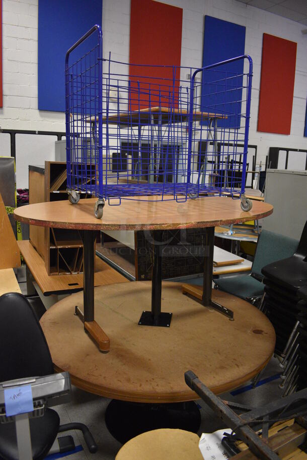 ALL ONE MONEY! Lot of Various Items Including Chairs, Tables, Cart, Cabinet and Desks. Does Not Include The Warmer and a Few Other Items Wrapped In Caution Tape. BUYER MUST REMOVE. Includes 36x18.5x42. (Clearview Elementary - Gym) - Image 5 of 8