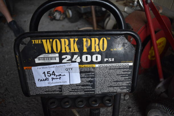 The Work Pro 2400 PSI Metal Pressure Washer. Unit Needs New Main Pump. BUYER MUST REMOVE. 20x28x25. (stadium) - Image 7 of 9