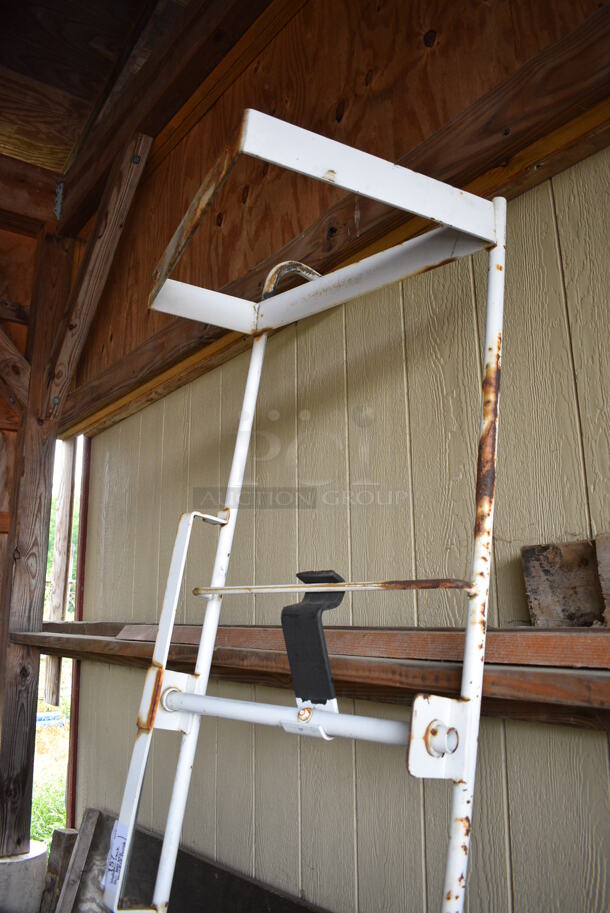 White Metal Tool Box Ladder Rack for Bucket Truck. BUYER MUST REMOVE. 22x104x20. (stadium) - Image 2 of 6
