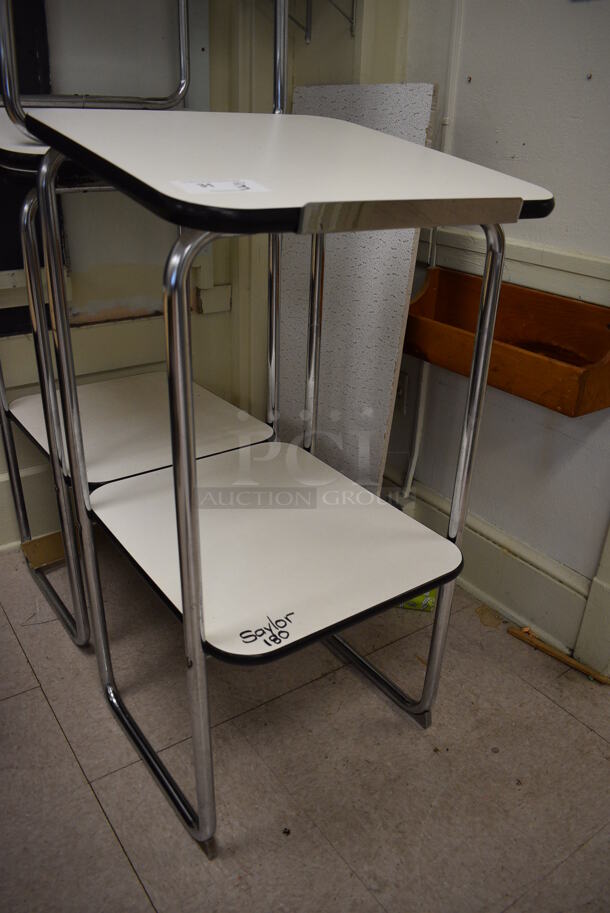 3 White Metal Desks. BUYER MUST REMOVE. 24x24x45.5. 3 Times Your Bid! (Clearview Elementary - Room 12) - Image 4 of 4
