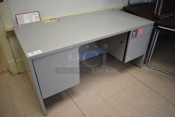Gray Desk w/ 4 Drawers. BUYER MUST REMOVE. 60x30x29. (Clearview Elementary - Room 12) - Image 3 of 4