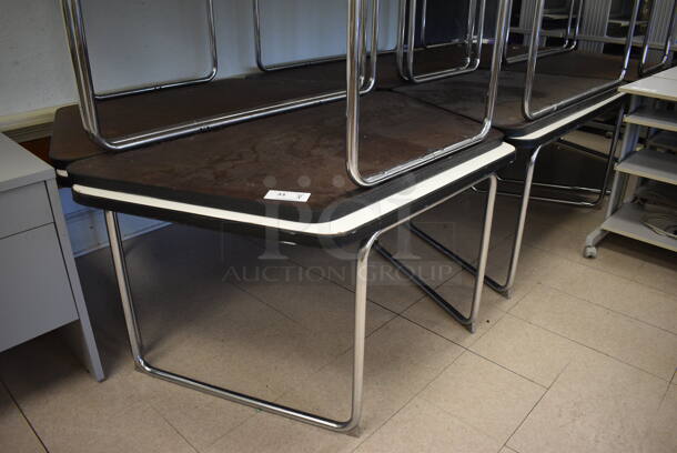 18 White Tables on Metal Legs. BUYER MUST REMOVE. 57x30x27. 18 Times Your Bid! (Clearview Elementary - Room 12) - Image 2 of 4