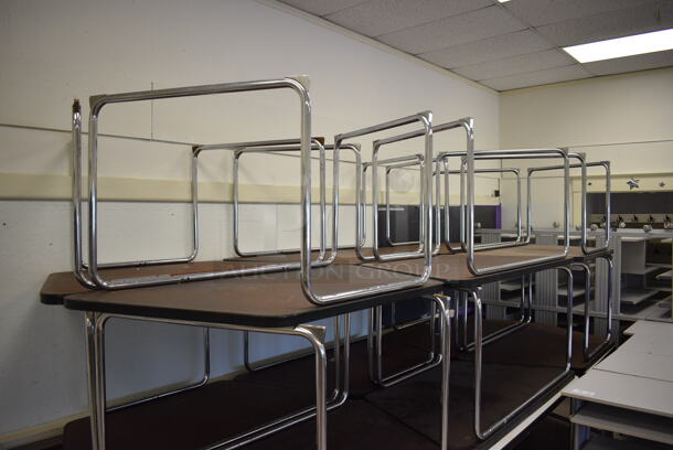 18 White Tables on Metal Legs. BUYER MUST REMOVE. 57x30x27. 18 Times Your Bid! (Clearview Elementary - Room 12) - Image 3 of 4