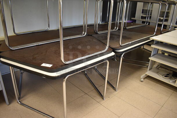 18 White Tables on Metal Legs. BUYER MUST REMOVE. 57x30x27. 18 Times Your Bid! (Clearview Elementary - Room 12) - Image 4 of 4