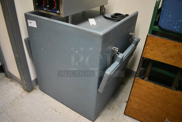 ALL ONE MONEY! Lot of Various Items Including Star Max 2 Burner Range, Metal Bins, Metal Racks, Blue Poly Cart and Green Metal Cart. BUYER MUST REMOVE. Includes 12x26x12. (Clearview Elementary - Kitchen) - Image 3 of 6