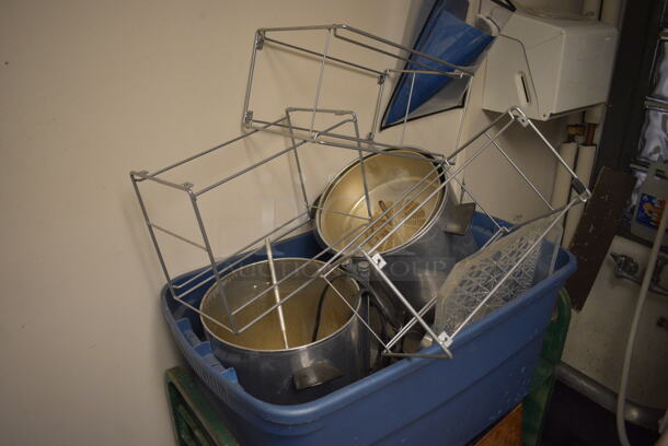 ALL ONE MONEY! Lot of Various Items Including Star Max 2 Burner Range, Metal Bins, Metal Racks, Blue Poly Cart and Green Metal Cart. BUYER MUST REMOVE. Includes 12x26x12. (Clearview Elementary - Kitchen) - Image 5 of 6