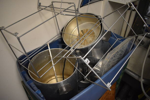 ALL ONE MONEY! Lot of Various Items Including Star Max 2 Burner Range, Metal Bins, Metal Racks, Blue Poly Cart and Green Metal Cart. BUYER MUST REMOVE. Includes 12x26x12. (Clearview Elementary - Kitchen) - Image 6 of 6