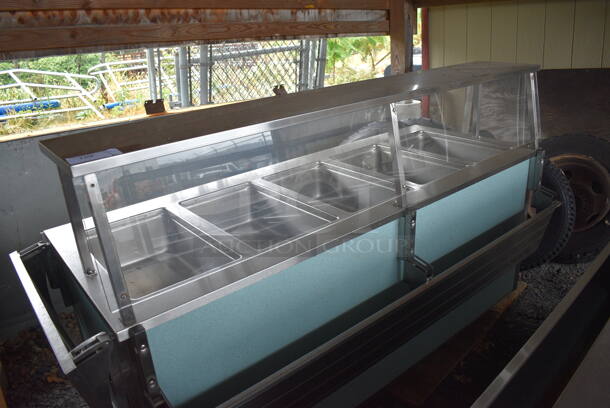 Vollrath Model 37050-2494-CNB Stainless Steel Commercial Electric Powered 5 Well Steam Table w/ Sneeze Guard and Tray Slide on Commercial Casters. BUYER MUST REMOVE. 208 Volts, 1 Phase. 92.5x48x48. (stadium) - Image 2 of 8