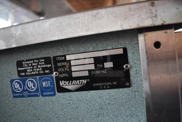 Vollrath Model 37050-2494-CNB Stainless Steel Commercial Electric Powered 5 Well Steam Table w/ Sneeze Guard and Tray Slide on Commercial Casters. BUYER MUST REMOVE. 208 Volts, 1 Phase. 92.5x48x48. (stadium) - Image 8 of 8