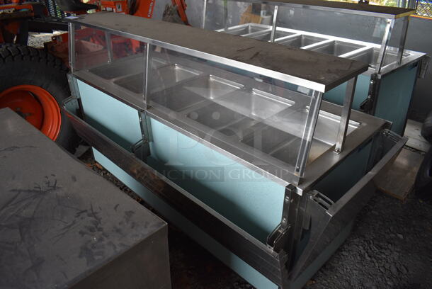 Vollrath Model 37050-2494-CNB Stainless Steel Commercial Electric Powered 5 Well Steam Table w/ Sneeze Guard and Tray Slide on Commercial Casters. BUYER MUST REMOVE. 208 Volts, 1 Phase. 92.5x48x48. (stadium) - Image 1 of 8