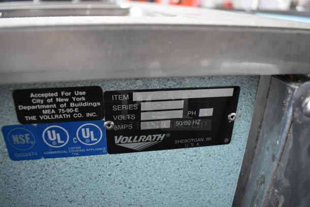 Vollrath Model 37050-2494-CNB Stainless Steel Commercial Electric Powered 5 Well Steam Table w/ Sneeze Guard and Tray Slide on Commercial Casters. BUYER MUST REMOVE. 208 Volts, 1 Phase. 92.5x48x48. (stadium) - Image 4 of 8