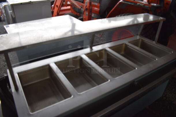 Vollrath Model 37050-2494-CNB Stainless Steel Commercial Electric Powered 5 Well Steam Table w/ Sneeze Guard and Tray Slide on Commercial Casters. BUYER MUST REMOVE. 208 Volts, 1 Phase. 92.5x48x48. (stadium) - Image 5 of 8