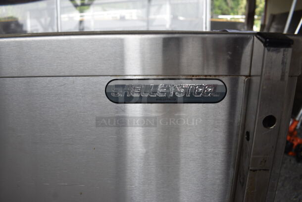 Shelleysteel Stainless Steel Counter w/ Under Shelves on Commercial Casters. BUYER MUST REMOVE. 46x28x36. (stadium) - Image 5 of 8