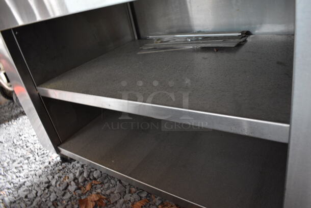 Shelleysteel Stainless Steel Counter w/ Under Shelves on Commercial Casters. BUYER MUST REMOVE. 46x28x36. (stadium) - Image 7 of 8