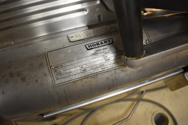 Hobart Model 1712 Stainless Steel Commercial Countertop Automatic Meat Slicer and Tan Poly Cart. 115 Volts, 1 Phase. Includes 24x16x26. (Clearview Elementary - Kitchen) - Image 4 of 7