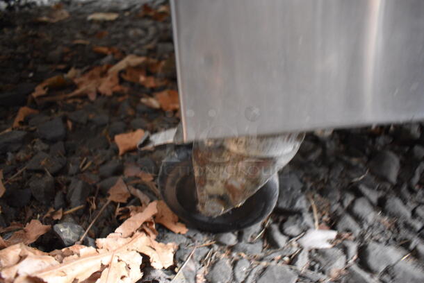 Shelleysteel Stainless Steel Counter w/ Under Shelves on Commercial Casters. BUYER MUST REMOVE. 46x28x36. (stadium) - Image 8 of 8