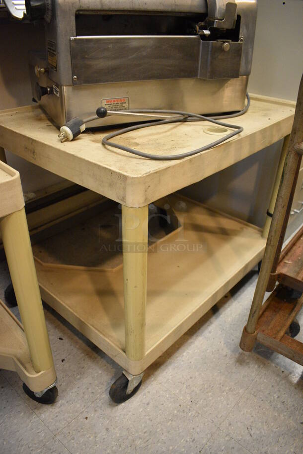 Hobart Model 1712 Stainless Steel Commercial Countertop Automatic Meat Slicer and Tan Poly Cart. 115 Volts, 1 Phase. Includes 24x16x26. (Clearview Elementary - Kitchen) - Image 7 of 7