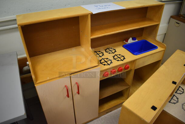 3 Various Wooden Kitchen Play Units for Children. BUYER MUST REMOVE. Includes 48x14x40. 3 Times Your Bid! (Clearview Elementary - Room 10) - Image 4 of 4