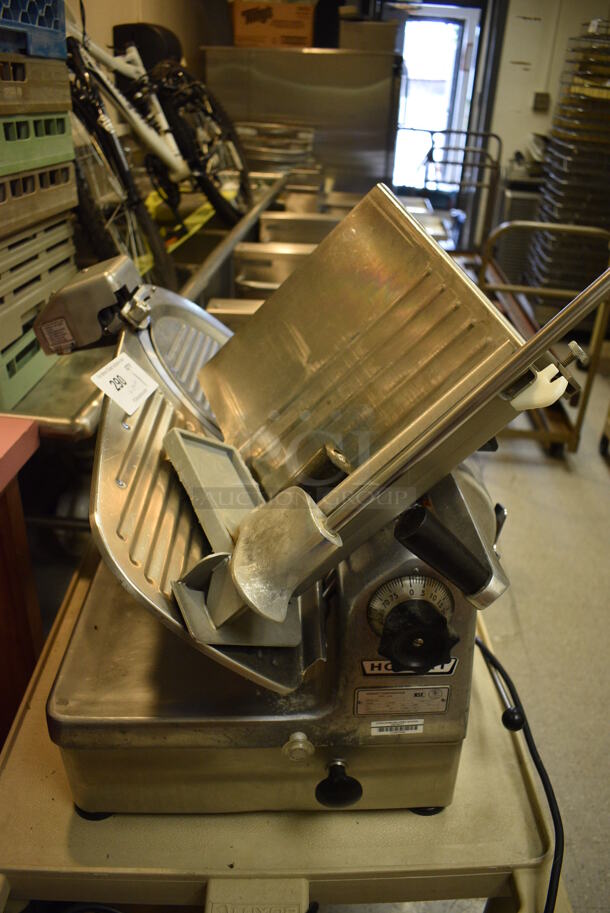 Hobart Model 1712E Stainless Steel Commercial Countertop Automatic Meat Slicer w/ Blade Sharpener and Tan Poly Cart. 115 Volts, 1 Phase. Includes 35x24x27.5. (Clearview Elementary - Kitchen) - Image 5 of 9