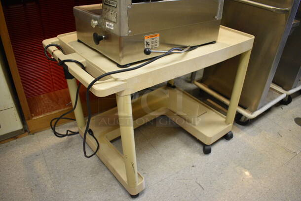 Hobart Model 1712E Stainless Steel Commercial Countertop Automatic Meat Slicer w/ Blade Sharpener and Tan Poly Cart. 115 Volts, 1 Phase. Includes 35x24x27.5. (Clearview Elementary - Kitchen) - Image 7 of 9