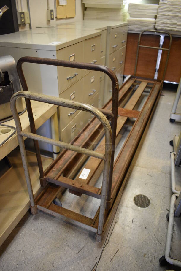 2 Metal Carts for Folding Chairs; 1 w/ 1 Handle and 1 w/ 2 Handles. Includes 20x98x37. 2 Times Your Bid! (Clearview Elementary - Kitchen) - Image 1 of 4