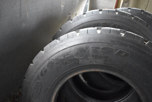 ALL ONE MONEY! Lot of 8 Various Tires Including Goodyear G633 RSD and Wrangler AT. BUYER MUST REMOVE. Includes 28x8x28. (stadium) - Image 5 of 11