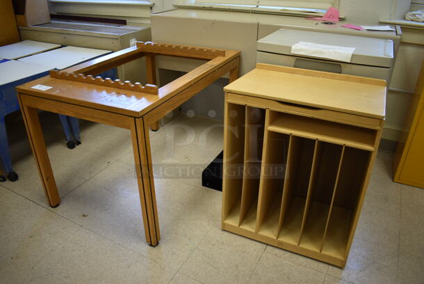 5 Various Items Including Poly 4 Drawer Cabinet, Black Metal Cabinet, Wooden Units and Desk Over Head Attachment. BUYER MUST REMOVE. Includes 29x45x29. 5 Times Your Bid! (Clearview Elementary - Room 10) - Image 2 of 4