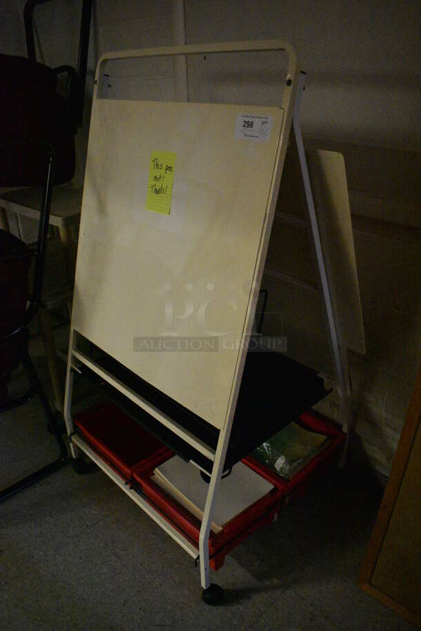 ALL ONE MONEY! Lot of Easel on Casters, Shelf and 4 Chairs. BUYER MUST REMOVE. Includes 30x27.5x56.5. (Clearview Elementary - Hallway Behind Gym) - Image 2 of 3