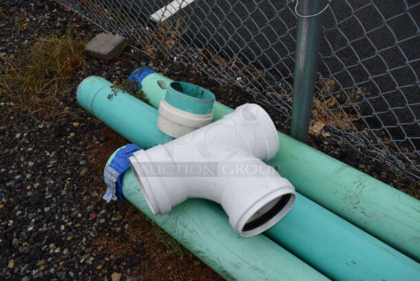 ALL ONE MONEY! Lot of 3 Various Pipes and Connector. BUYER MUST REMOVE. Includes 7x7x26.5. (stadium) - Image 6 of 6
