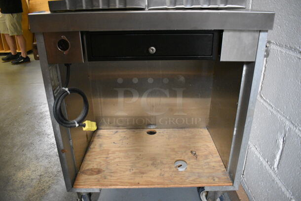 Servolift Eastern Stainless Steel Commercial Cashier's Station w/ Cash Drawer and 2 Tray Slides on Commercial Casters. 36x28.5x34. (Clearview Elementary - Hallway Behind Gym) - Image 4 of 5