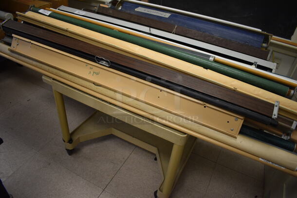 ALL ONE MONEY! Lot of Tan Poly Cart w/ Contents Including 13 Items; Pull Down Maps and Projectors. BUYER MUST REMOVE. Includes 69". (Clearview Elementary - Room 10) - Image 7 of 7